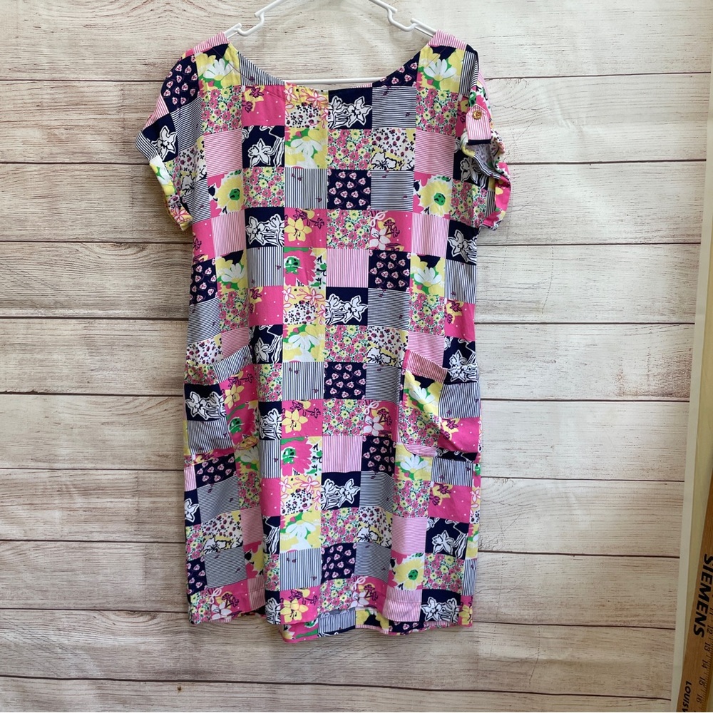 LILLY PULITZER RAE AIN’T NO LADY‎ PATCHWORK PRINT KNIT DRESS